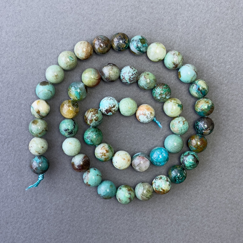Chrysocolla Beads Natural Stone Smooth Sphere, 8.5mm diameter, 39cm length (±)