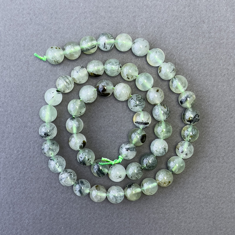 Prehnite Beads natural stone smooth ball, diameter 8mm±, length 39cm±