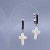 Earrings White Mother-of-Pearl Cross, diameter 10x15mm, length 34mm+