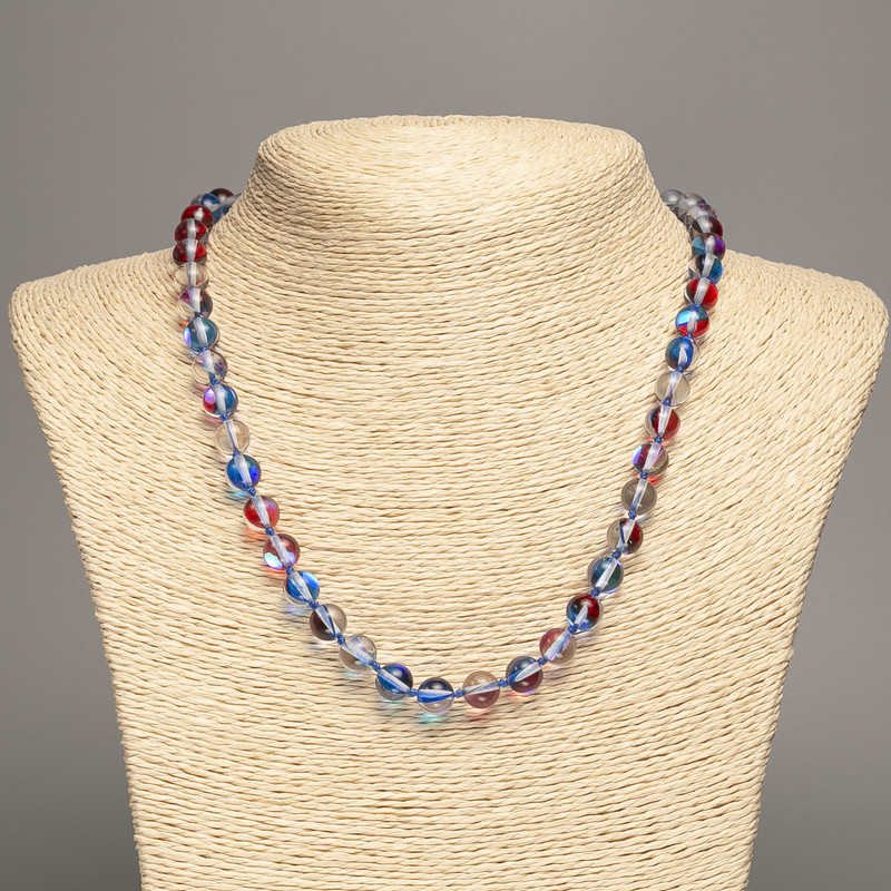 Opal Glass Beads Blue Chameleon Smooth Ball, 8mm ± diameter, Length 49cm ±