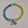 Bracelet Citrine and Aquamarine (artificial acrylic beads), diameter 6.5mm, length 18cm (stretch) with Opal glass inserts, diameter 8mm
