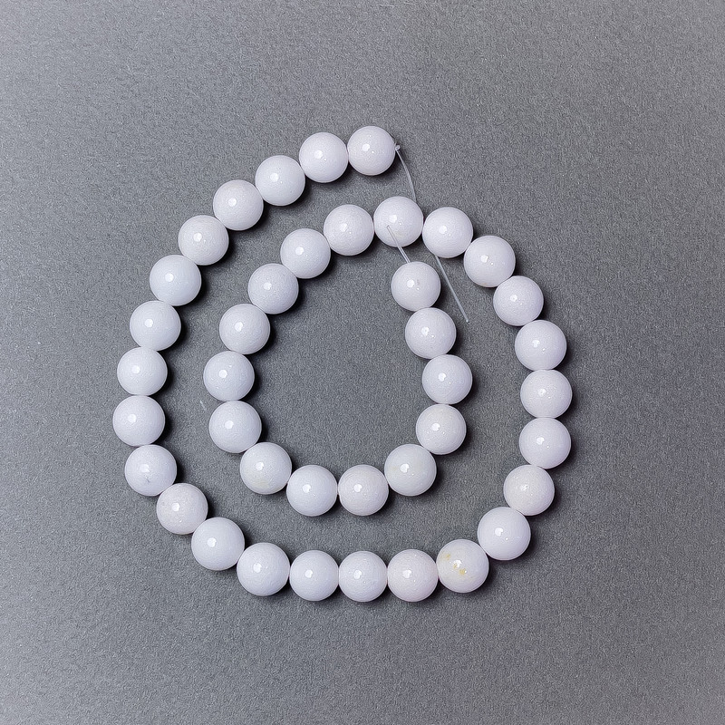 Agate Beads, White (Unpolished) Smooth Round, diameter 10mm±, length 40cm± on single thread