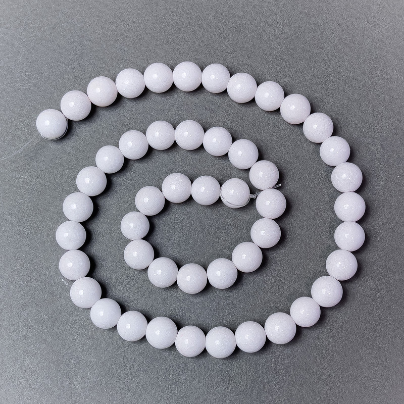 Agate Beads White (raw) smooth round, diameter 8mm±, thread length 40cm±