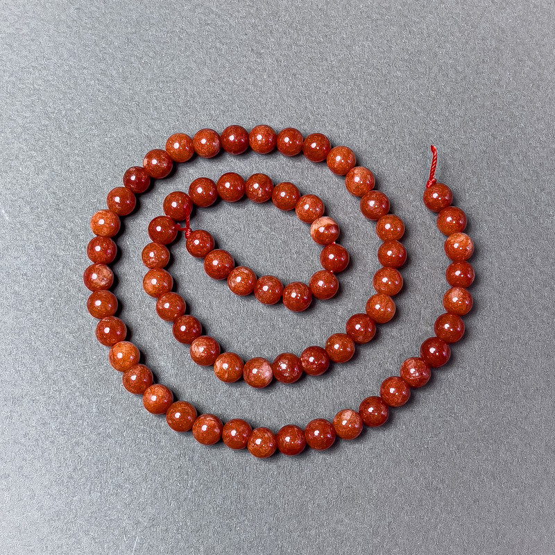 Red Jasper Beads (pre-cut) smooth round beads, diameter 6mm±, length 39cm± on a thread