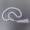 White Agate Prayer Beads (pressed?) Smooth round beads 12mm±, 33 beads, with agate inserts