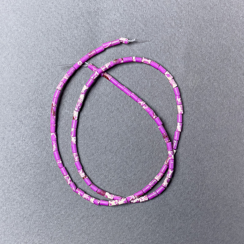 Purple Variscite Beads (pressed) faceted, 2×4mm diameter, total length 38cm on thread