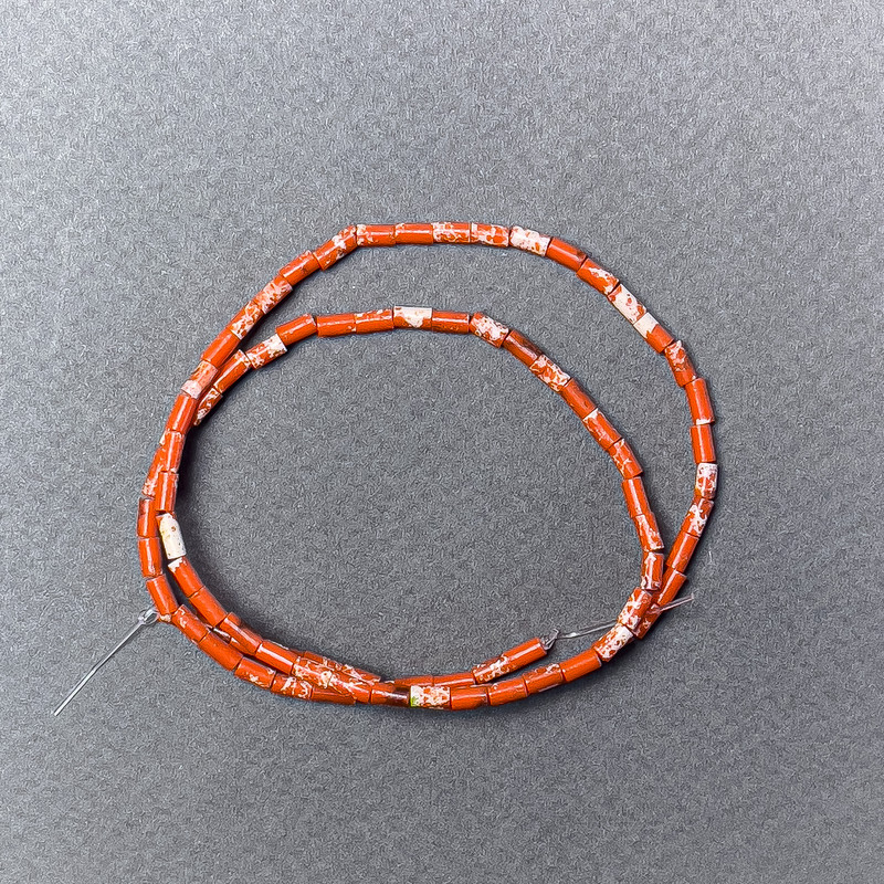 Orange Variscite Beads (faceted) 2×4mm, 38cm long, on nylon thread