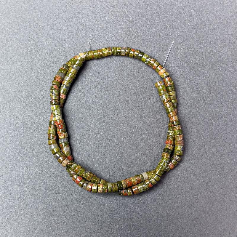 Jasper Beads Gehlio Trop natural gemstone rondelle, 4.5×2.5 mm, length 38 cm on thread