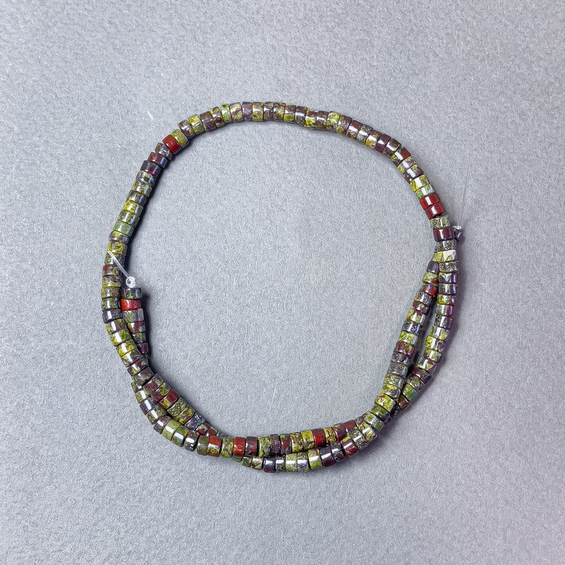 Jasper Beads Dragon Blood Rondelle natural stone, 4.5×2.5 mm, +/- length 38 cm on fishing line