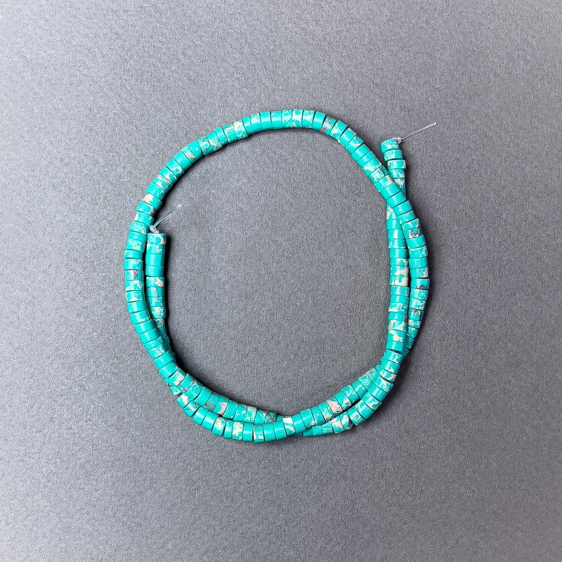 Variscite Turquoise Beads (raw) Rondelle, diameter 4.5×2.5mm, length 39cm, on thread
