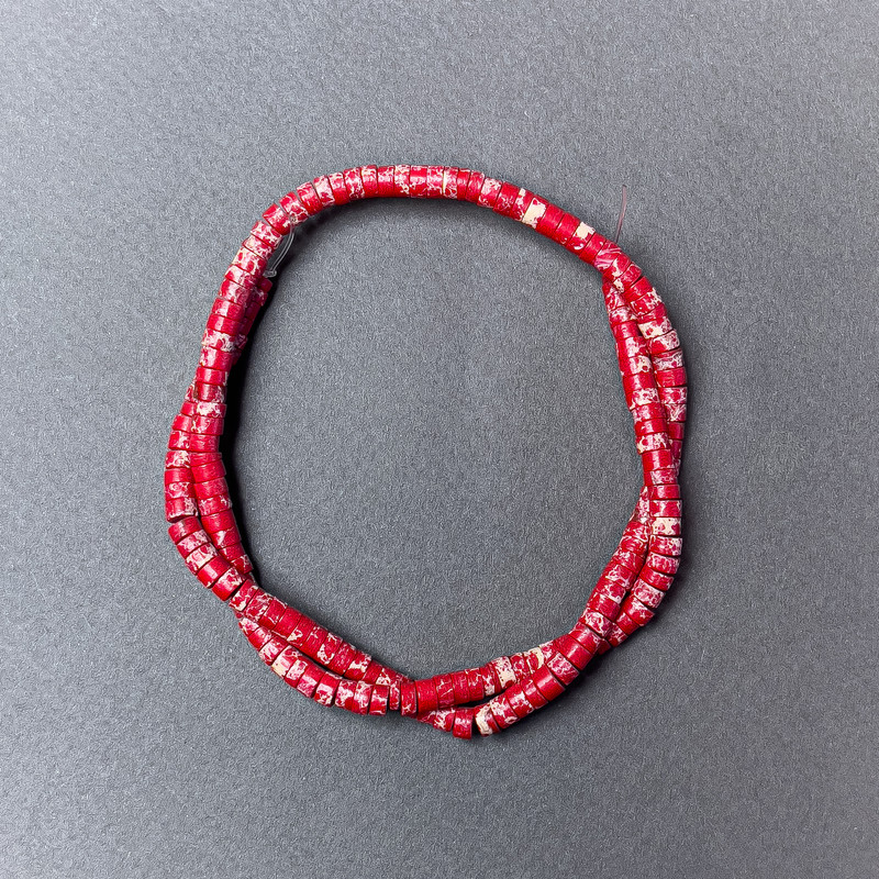 Red Variscite Beads (faceted) rondelle, 4.5×2.5 mm, 38 cm length on thread