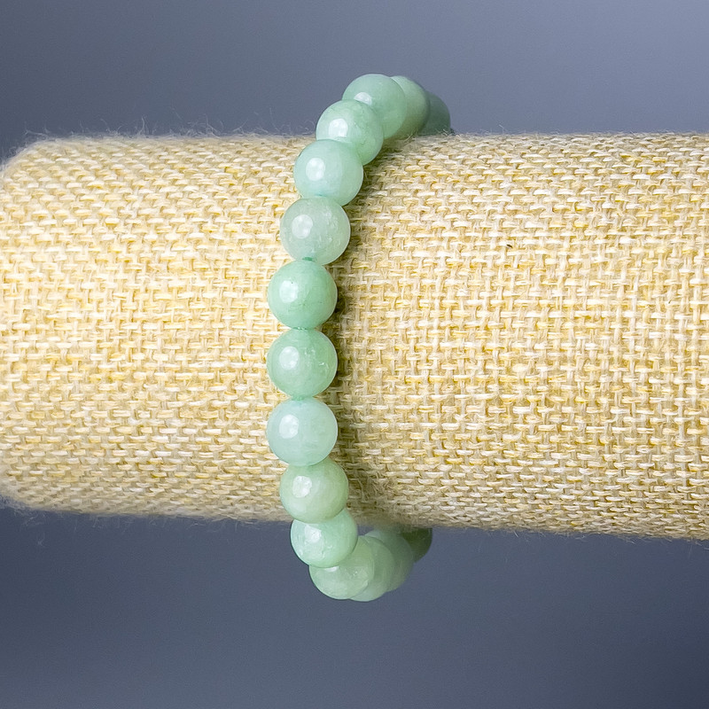Amazonite Bracelet Natural Stone Smooth Bead, 8.5mm diameter ±, 18cm length (stretch)