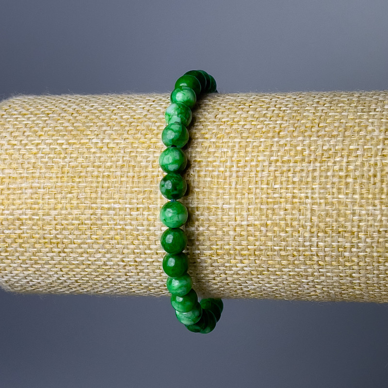 Bracelet Chrysoprase (artificial acrylic) smooth bead, diameter 6.5 mm ±, length 18 cm (stretch)