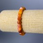 Carnelian Bracelet with Natural Stone Beads Grenulated Cube, 7mm diameter, 18cm length (stretch)