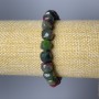 Bracelet Zoisite natural stone faceted cube, diameter 9mm±, length 18cm (stretch)