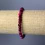 Bracelet Raspberry Cat's Eye Natural Stone Beaded Cubes, diameter 5mm±, length 18cm (stretch)