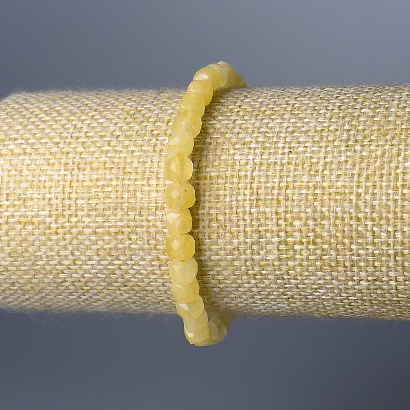 Bracelet Citrine Natural Stone Faceted Cube, 5.5mm diameter, stretchy, 18cm long