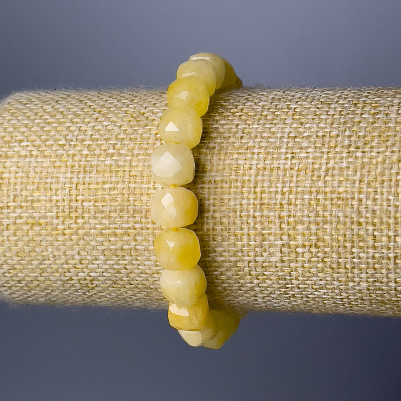 Bracelet Citrine Natural Stone Cut Cube, diameter 9mm+-, length 18cm (stretch)