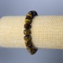 Tiger's Eye Bracelet, Natural Stone, Faceted Cubes, 8.5mm±, Length 18 cm (stretch)