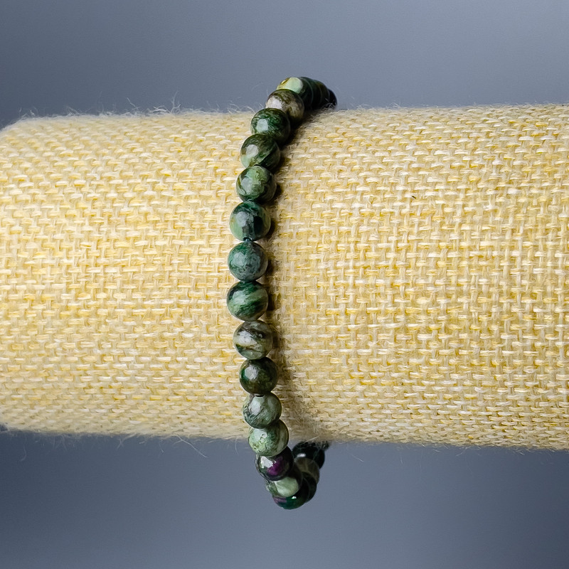 Lepidolite Green Bracelet with Smooth Round Beads 6mm, Stretch Length 18cm