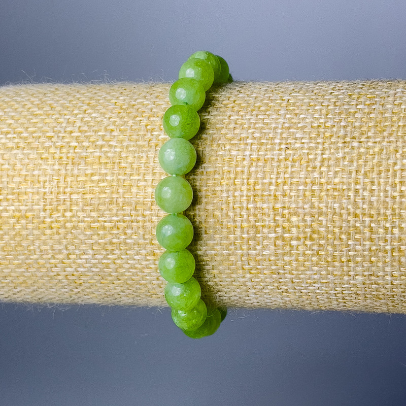 Bracelet Natural Jade Smooth Round Beads 8.5 mm, stretch length 18 cm