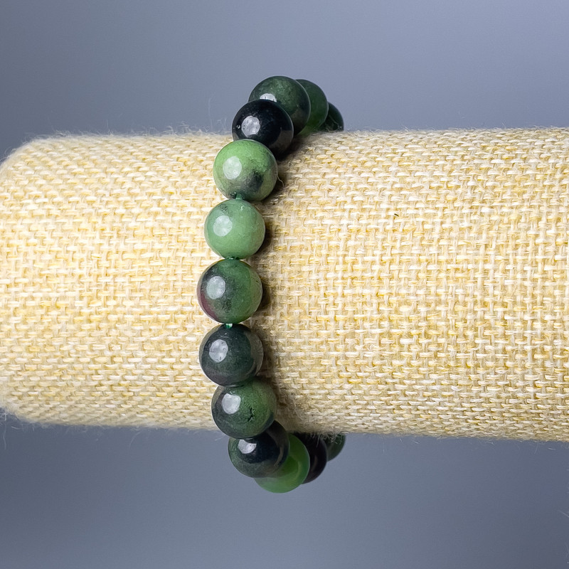 Zoisite Bracelet with Natural Stone, Smooth Beads, 10.5 mm diameter, length 18 cm (stretch)