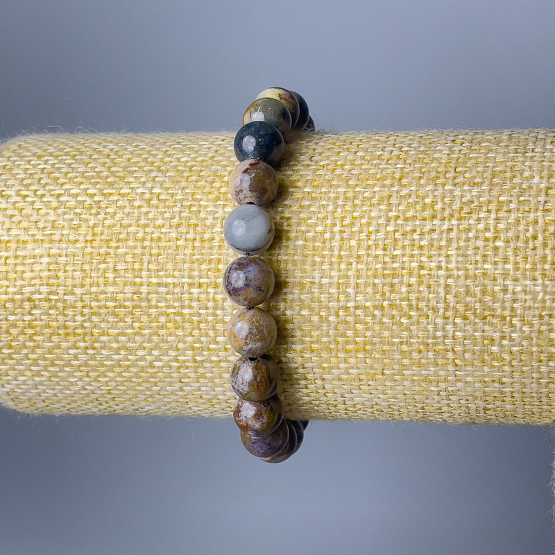 Petersite Natural Stone Bracelet, smooth round bead, diameter 8.5 mm, stretchy, length 18 cm