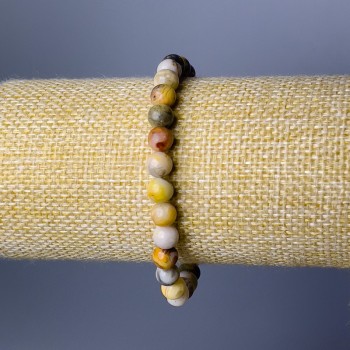 Agate Bracelet Moroccan Natural Stone Smooth Bead, diameter 7mm±, length 18cm (stretch)