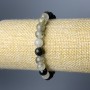 Bracelet with Rutilated Quartz Hairy (Fibrous) natural stone, smooth bead, diameter 8mm±, length 18cm (stretch)