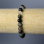 Rutilated Quartz Bracelet Hairy (Hair Quartz) Natural Stone Smooth Bead, 6mm diameter, 18cm length (stretch)
