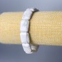 Howlite Bracelet with Rectangular Links, Natural Stone, 13x18mm, stretchy, 18cm
