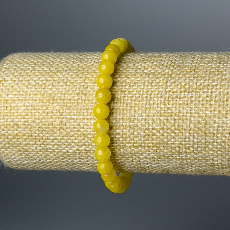 Citrine Bead Bracelet, smooth round beads 6.5 mm, stretch, length 18 cm