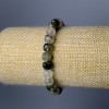 Rutilated Quartz Hairy Quartz Beaded Bracelet, natural stone, faceted cube, diameter 7 mm ±, length 18 cm (stretch)