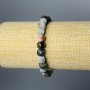 Bracelet Assorted Natural Stone, Faceted Cube Beads, 7 mm dia. +/-, 18 cm length (stretch)