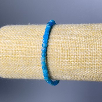 Apatite Bracelet with Natural Stone, Graded Cubes, 5mm diameter, 18 cm (stretch)