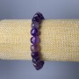 Amethyst Bracelet, Natural Gemstone, Faceted Cubes, 9mm diameter, 18cm length (stretch)
