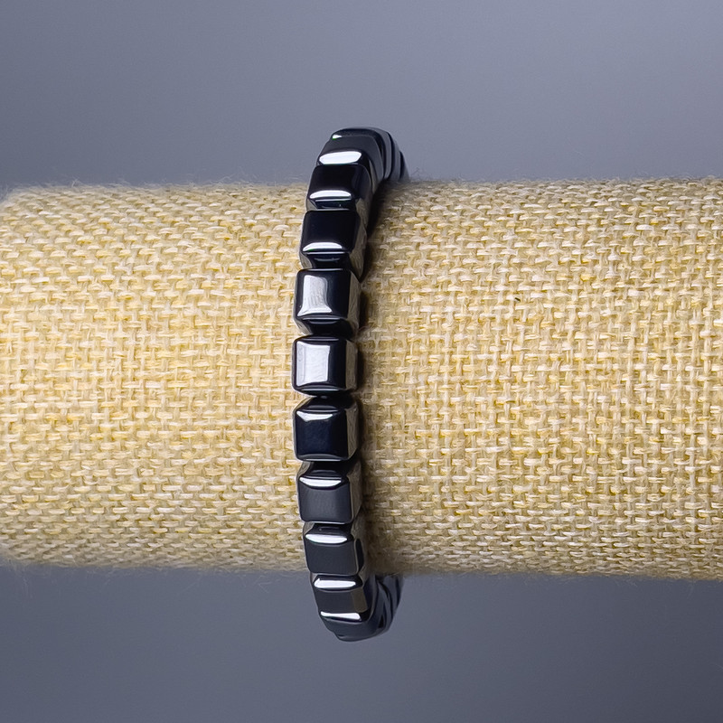 Hematite Cubes Bracelet, diameter 8mm±, length 18cm (stretch)