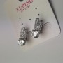 Xuping Earrings with White Rhinestones and Crystal, 7mm Diameter, 17mm Length Rhodium-Plated