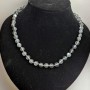 Opal glass gray matte necklace with smooth beads, diameter 8mm±, length 49cm±