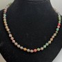 Necklace of Green Jasper Natural Stone Smooth Round Beads, diameter 6.5mm±, length 50cm±