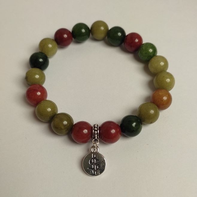 Bracelet Assorted Natural Stone Smooth Bead, diameter 10.5mm ±, length 18cm (stretch) with inserts