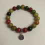 Bracelet Assorted Natural Stone Smooth Bead, diameter 10.5mm ±, length 18cm (stretch) with inserts