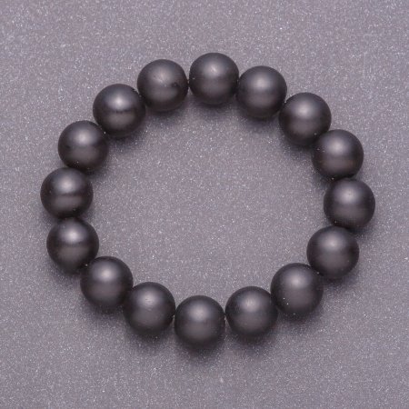 Shungite Bracelet (single) smooth bead, diameter 12mm±, length 18cm (stretch)