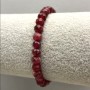 Tourmaline Rubellite Bracelet, natural gemstone, faceted rondelle, 6×5 mm, stretch band, length 18 cm
