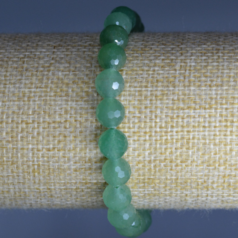 Bracelet Natural Jade, faceted ball beads diameter 8mm±, length 18cm (stretch)