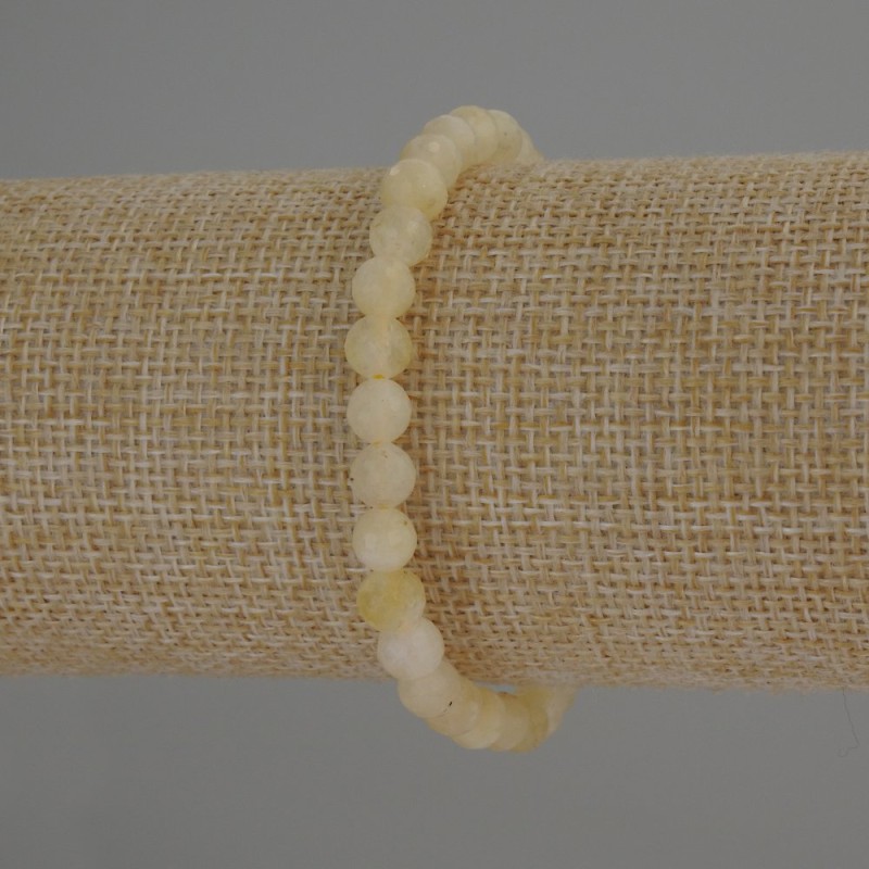 Bracelet Citrine Natural Stone Faceted Sphere, diameter 6mm±, length 18cm (stretch)