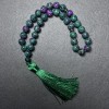 Zoisite Beads Natural Stone Smooth Round Bead, 10mm diameter ±, 33 beads, with metal inlays