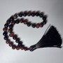 Carnelian Beads Natural Stone Smooth Sphere, diameter 10mm±, 33 beads, with metal inlays