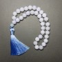 Aquamarine Beads Prayer Beads, natural stone smooth balls, diameter 10mm±, 33 beads, with metal inlays