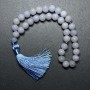 Aquamarine Prayer Beads natural stone smooth ball, diameter 12mm±, 33 beads, with metal inlays